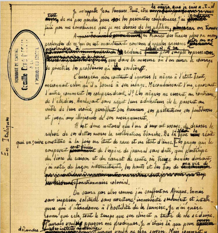 Figure 4 – Manuscrit 4 : Ajout manuscrit du premier chapitre 