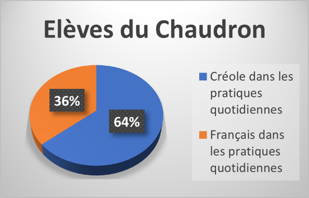 Figure 9. Place des langues française et créole dans les pratiques quotidiennes déclarées des familles des élèves du Chaudron