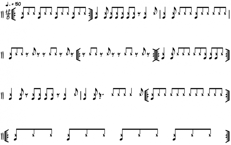 Figure 7 : Break rythmique interprété par le groupe « Tambourier St-Louisien » au dipavali 