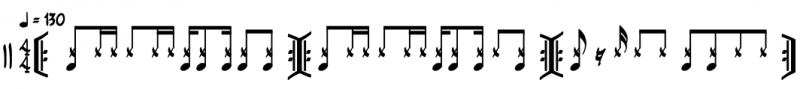 Figure 5 : Trois variantes d’une même interprétation rythmique donnée au dipavali par « Les Tambours du Monde »
