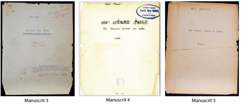 Figure 5 – Titres et sous-titres des manuscrits 3, 4 et 5