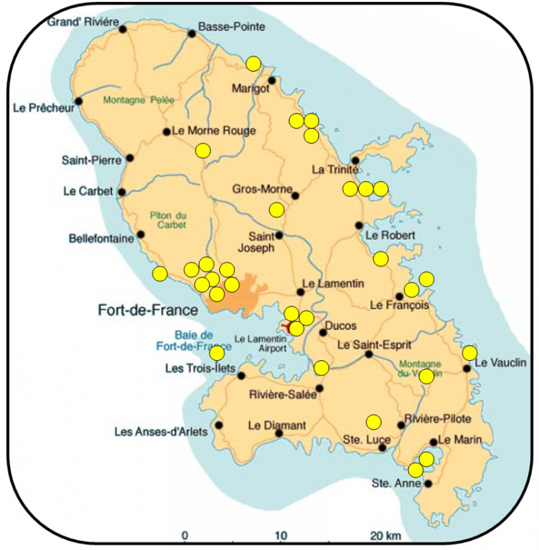 Annexe 1 : Répartition sur le territoire des thaumaturges créoles visités